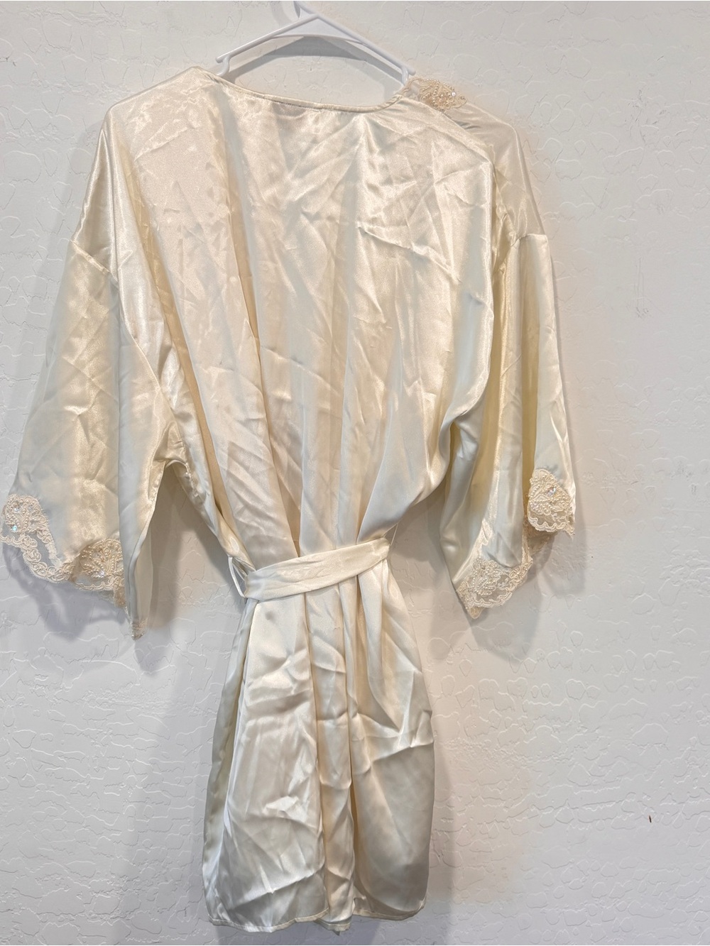 NWT Vintage Victorias Secret Robe nightgown Ivory Lace Trim Womens Medium Beaded - Picture 9 of 14